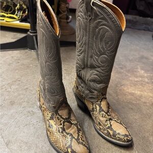 ACME Snakeskin and Gray Cowboy Boots